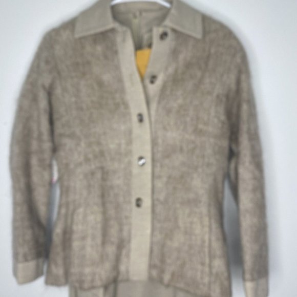 Vintage 1970’s Abe Schrader Wool Dress Suit Mohair Jacket Tan Belted NEW midi - Picture 4 of 10